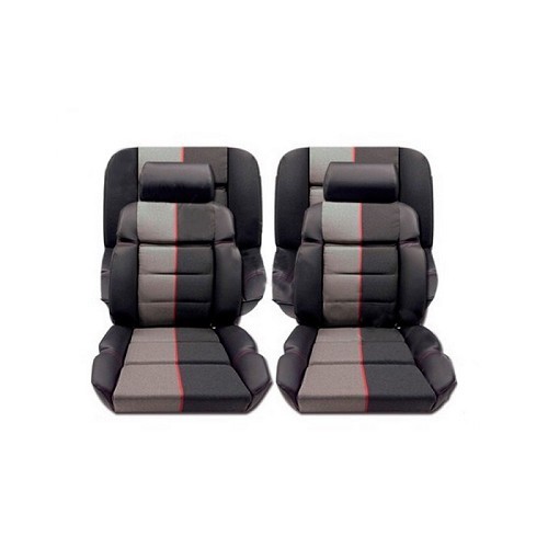  Housses sur mesure Cuir anthracite et tissus Ramier pour Peugeot 205 GTI - PE00120 