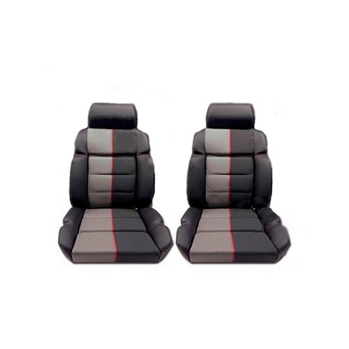  Housses avant sur mesure Cuir anthracite et tissus Ramier pour Peugeot 205 GTI - PE00121 