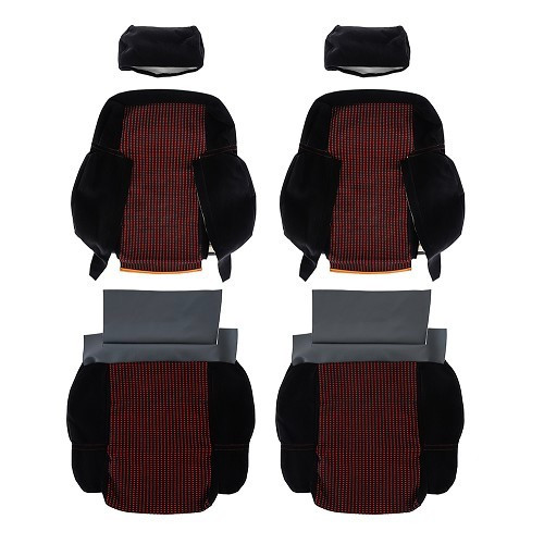  Housses avant sur mesure Quartet avec contours tissus noir pour Peugeot 205 GTI - PE00123 