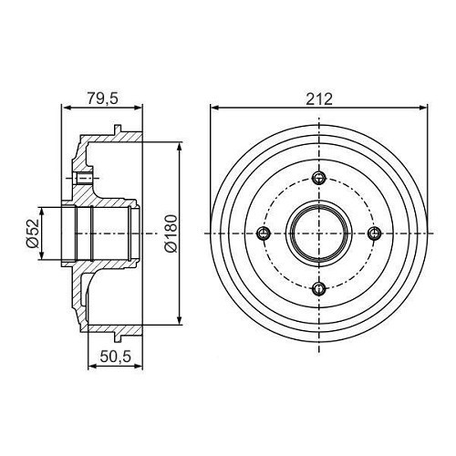  Tamburo freno posteriore per Peugeot 205 GTI 1.6l e 1.3l Rallye - PE30022 