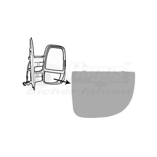  Right-hand wing mirror glass for IVECO DAILY CITYS, DAILY LINE, DAILY TOURYS Minibus, DAILY VI Minibus, DAILY VI Van Platform/Chassis, DAILY VI Van/Saloon - RE01122 