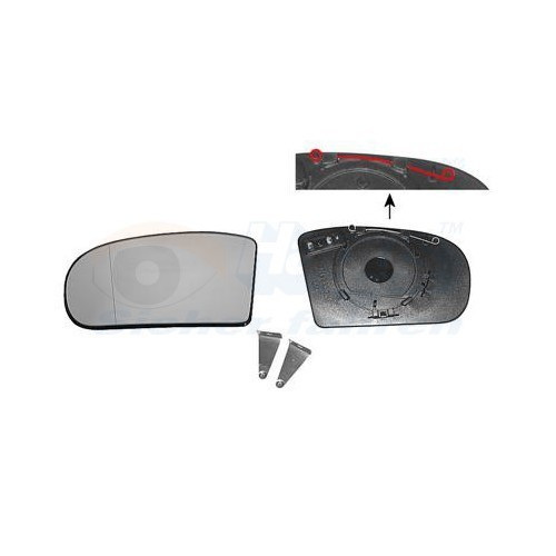  Left-hand wing mirror glass for MERCEDES-BENZ C CLASS, C CLASS Coupe, C CLASS T-Model, E CLASS, E CLASS T-Model - RE01230 