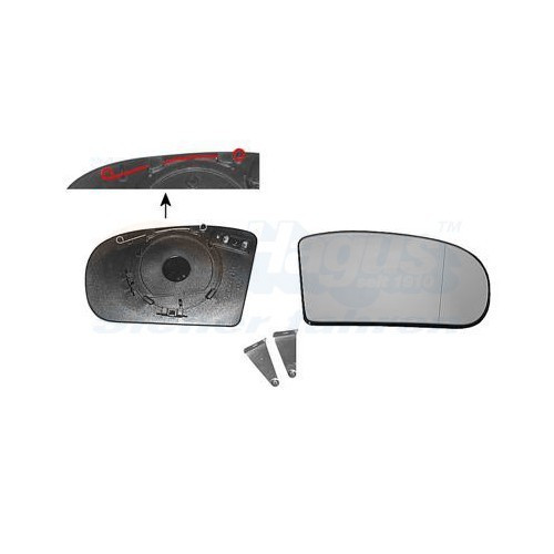  Right-hand wing mirror glass for MERCEDES-BENZ C CLASS, CCASS, C CLASS T-Model, E CLASS, E CLASS T-Model - RE01231 