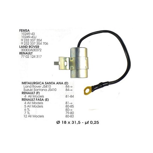  Condensatore tipo FEMSA per Renault 5 (1972-1984) - RN40060 