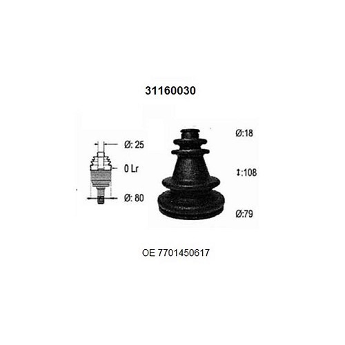  Gearbox-side universal joint repair kit for Renault 5 - 17-80mm - RN40426 