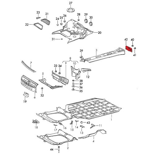 Hintere Tunnelendplatte für Porsche 911 Typ F (1970-1973) - RS00128