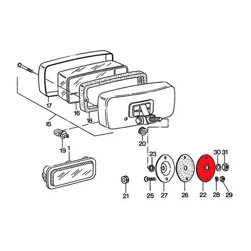 Plaque intérieur de fixation d'antibrouillard pour Porsche 911 type G (1974-1983) - RS00141