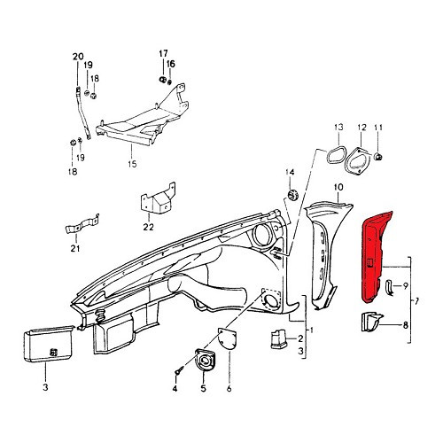 DANSK deurstijl voor Porsche 911 type 964 (1989-1994) - linkerzijde - RS00148