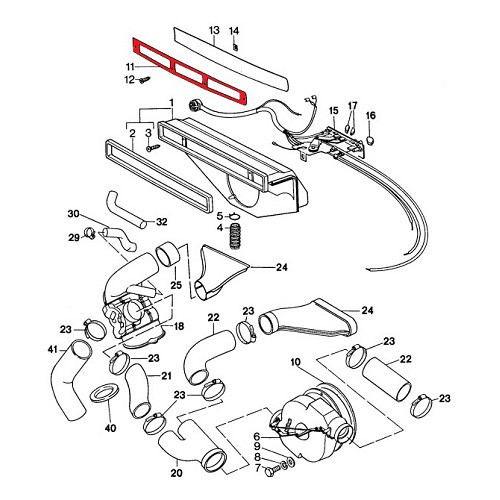 Rooster op luchtkast voor ventilatiesysteem voor Porsche 911 type F, G en 912 (1965-1989) - RS00165