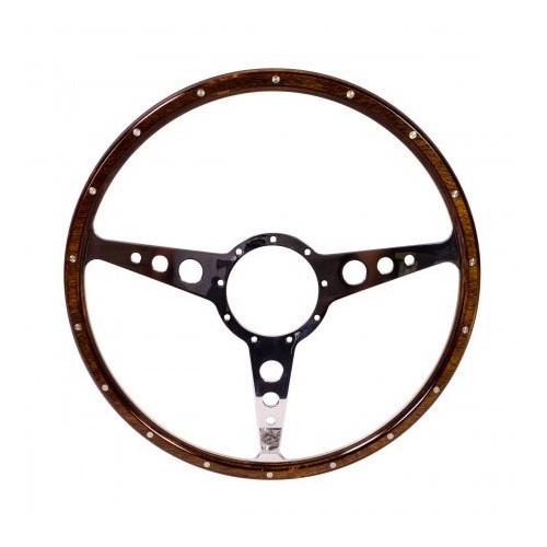  SSP wood rim steering wheel with 3 polished aluminium spokes - 16 inches - RS00831 