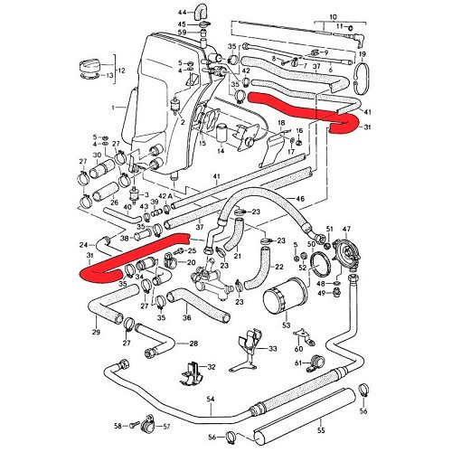 Lower oil tank vacuum breaker hose for Porsche 964 - RS10070