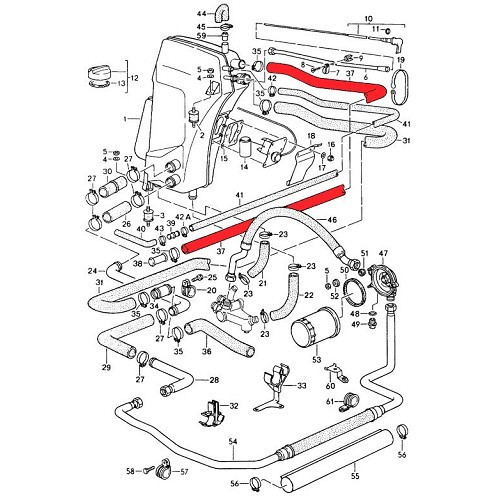 Durite de reniflard supérieure de réservoir d'huile pour Porsche 911 type 964 - RS10071