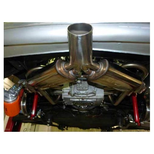 Échappement CSP type Sebring en inox pour Porsche 356 A (1956-1959) - avec boîtes de chauffage - RS10634