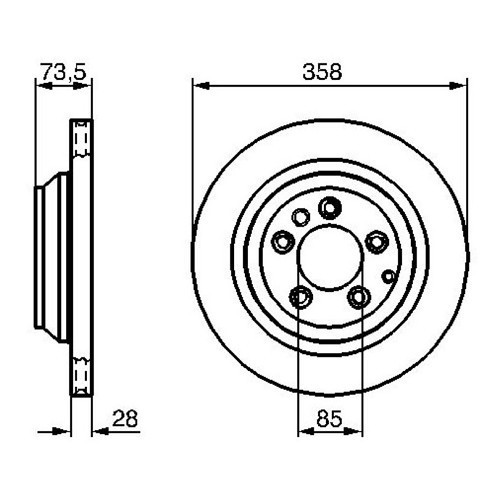  Disque de frein arrière ventilé 18" BOSCH pour Porsche Cayenne type 9PA (2003-2010) - RS11916-2 