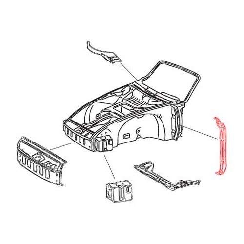 Piastra di montaggio alettone anteriore DANSK per Porsche 912, 911 e 930 (1969-1989) - lato sinistro - RS12220