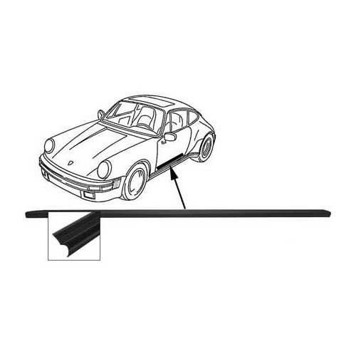  Protection de marchepied en caoutchouc pour Porsche 911, 912, 964 et 993 - côté gauche - RS12301 