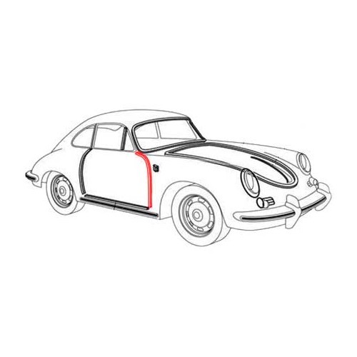 Selo de porta para Porsche 356 Cabrio, Speedster e Roadster (1950-1965) - RS12514