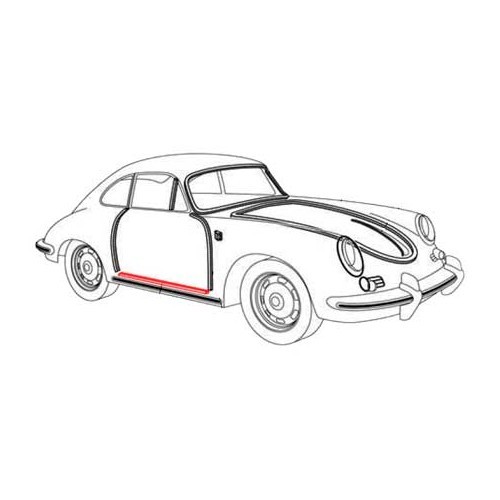 Guarnizione inferiore della portiera per Porsche 356 B e C da 1.6 a 2.0 - RS12517