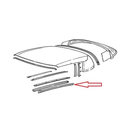 Hood roof seal for Porsche 911 and 964 Cabriolet - right-hand side - RS12615