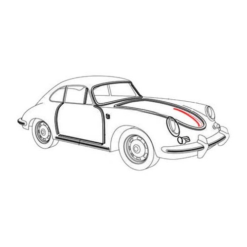 Joint de poignée de capot avant pour Porsche 356 B et C (1960-1965) - RS12673