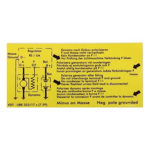  Autocollant de régulateur de dynamo pour Porsche 356 - RS13280 