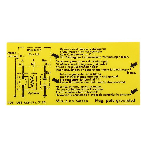  Autocollant de régulateur de dynamo pour Porsche 356 - RS13280 