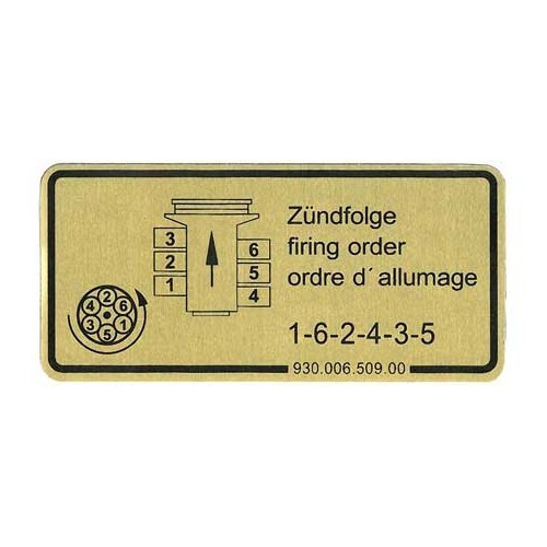  Zelfklevend etiket met ontstekingsvolgorde voor Porsche 911 3.0 SC en 930 3.3 - RS13282 