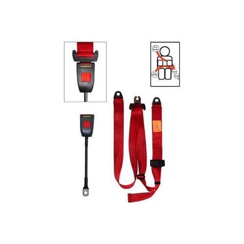 Statisches Rot vorderer Sicherheitsgurt für Porsche 356 - RS13711 