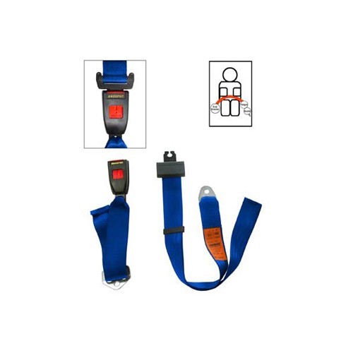  Ceinture de sécurité arrière bleue statique pour Porsche 356 - RS13722 