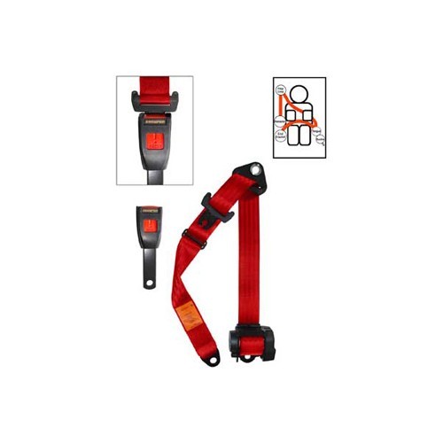  Cinto vermelho com retractor para Porsche 911 - RS13731 