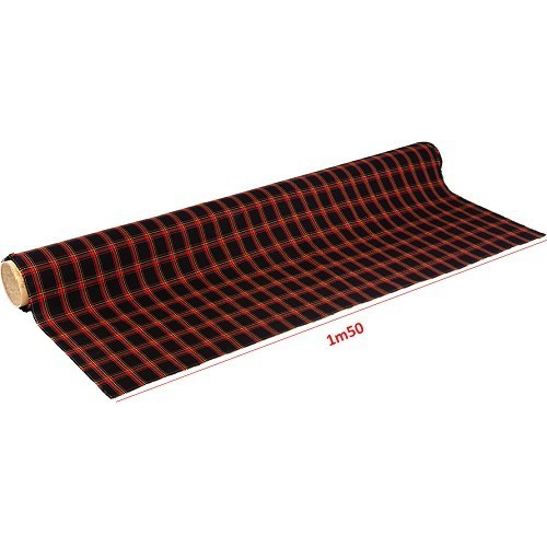 Red Scottish pattern seat fabric for Porsche 924 - RS25700