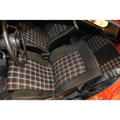 Tejido de asiento motivo escocés blanco para Porsche 924 - RS25705