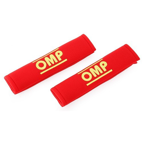 Pair of red OMP shoulder protectors, 50 mm