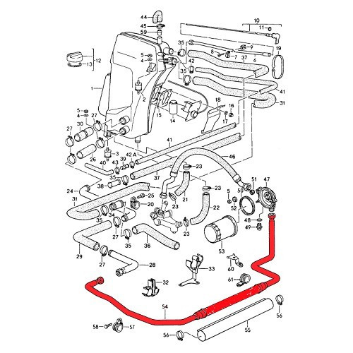 Starre olieslang tussen motor en oliefiltersteun voor Porsche 911 type 964 Carrera - RS64001