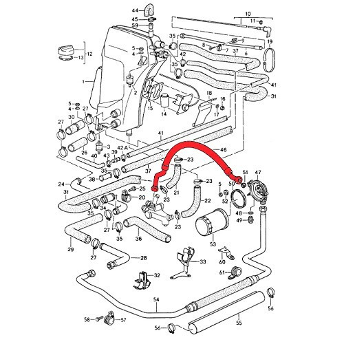  Manguera de aceite entre el termostato y el soporte del filtro de aceite para Porsche 911 tipo 964 Carrera - RS64002-1 
