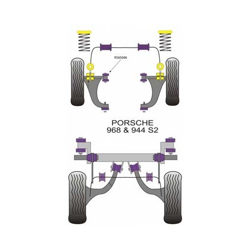 Set of front wishbone Powerflex silentblocs for Porsche 944 from 1987 and 968 - RS65046