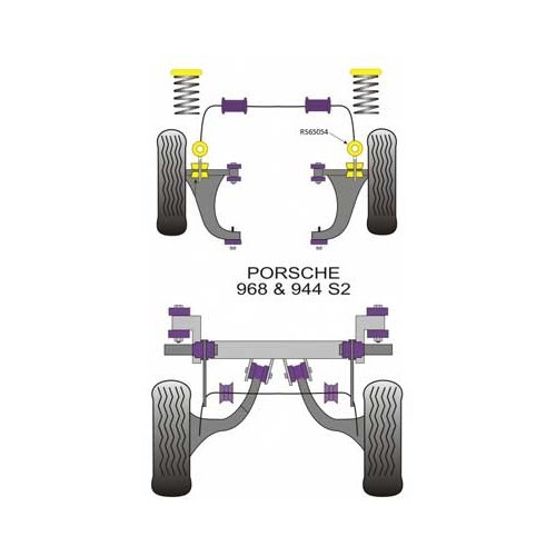 Kit de 2 silentblocs Powerflex ext. de barre stabilisatrice avant pour Porsche 944 et 968 - RS65054