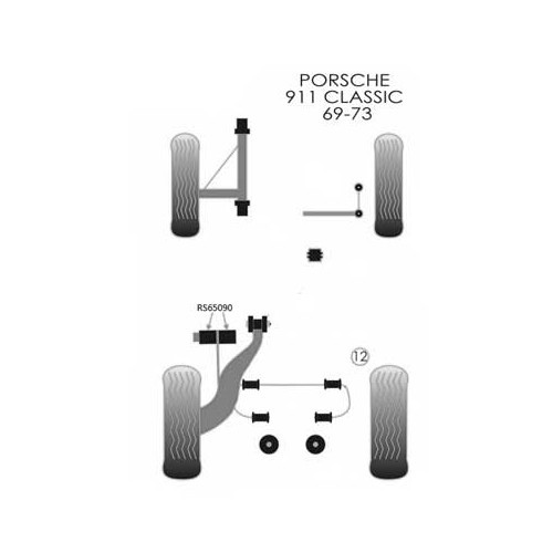 Kit de 4 silentblocs Powerflex Black Series de tirant de bras arrière pourPorsche 911 1969> - RS65090