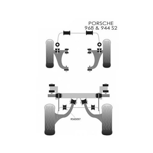 Kit de 2 silent-blocks Powerflex Black Series -18 mm- barra estabilizadora trasera Porsche 911, 944, 964, 993 - RS65097