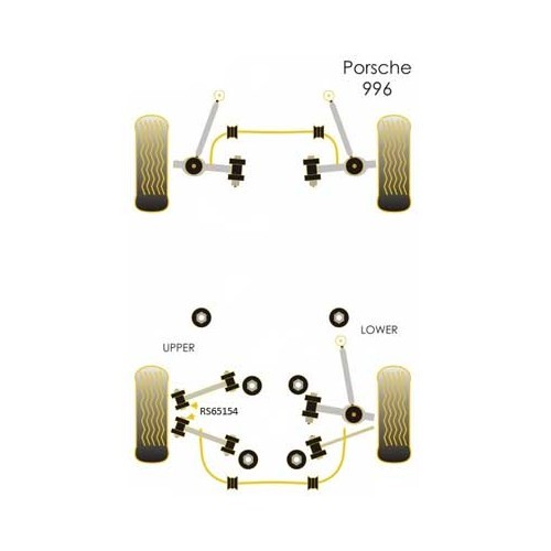 Kit de silent-blocks exteriores Powerflex Black Series brazos superiores traseros para Porsche 996 & 997 - RS65154