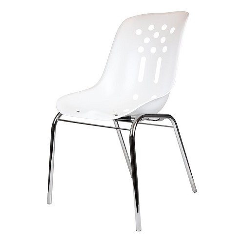  Chaise Conférence Porsche 356 Speedster - Blanc sur châssis chrome - RS91921 