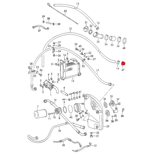 Olietank slangaansluiting voor Porsche 911 type F (1965-1971) - RS91955