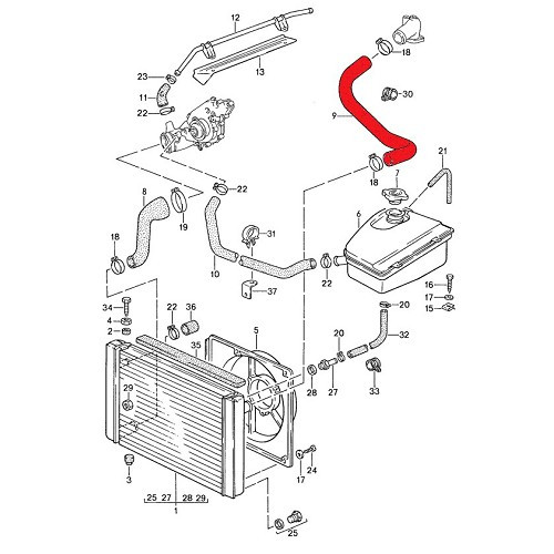 Tubo dell'acqua dal motore al radiatore per Porsche 944 (1985-1989) - RS91968