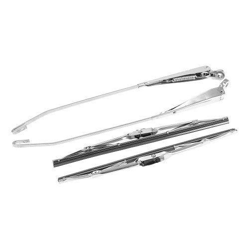 	
				
				
	Coppia di bracci e spazzole tergicristallo in acciaio inox cromato per Porsche 911 tipo F, G e 912 (1968-1989) - RS92290
