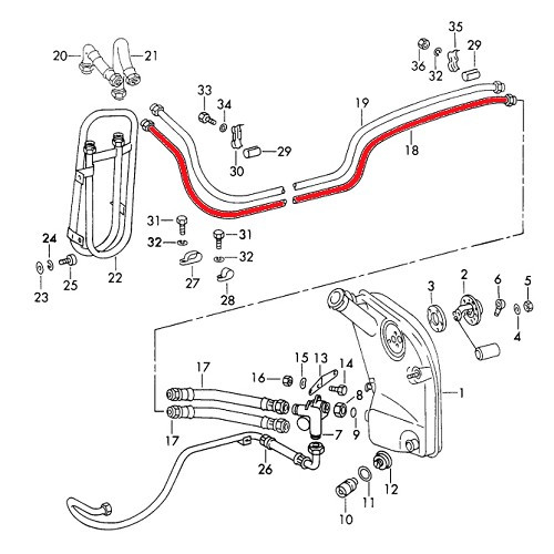  Oil supply line to radiator for Porsche 911 type F (1973) - RS92412 