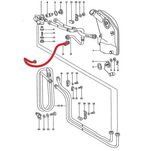  Mangueira rígida de óleo do cárter ao termóstato para Porsche 911 tipo G (1974-1989) - RS92427 