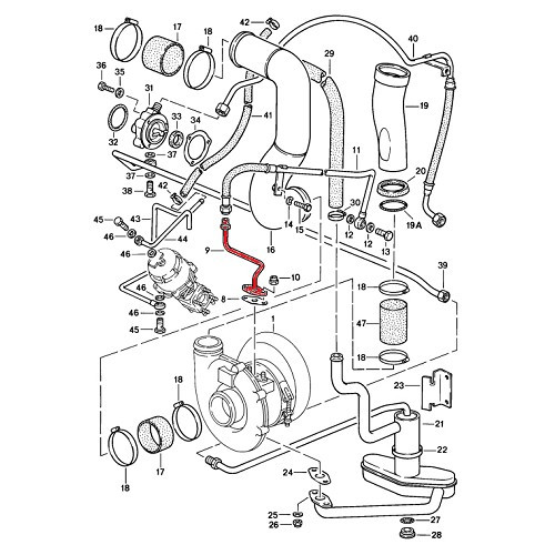  Conduite d'huile sur turbo pour Porsche 911 type G Turbo (1975-1989) - RS92432 