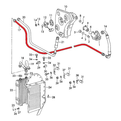 Conducto de aceite rígido en el radiador de aceite para Porsche 911 tipo F 2,4 S (1972) - RS92673
