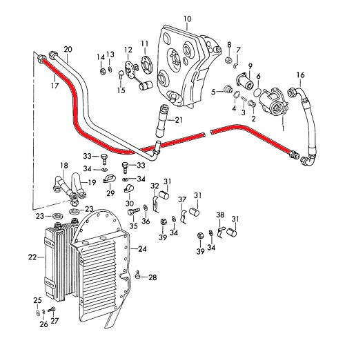 Tubo rígido de óleo no radiador de óleo para Porsche 911 tipo F 2,4 S (1972) - RS92673