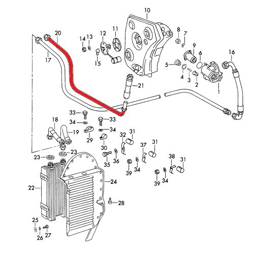 Olieretourleiding op oliekoeler voor Porsche 911 type F 2.4S (1972) - RS92680